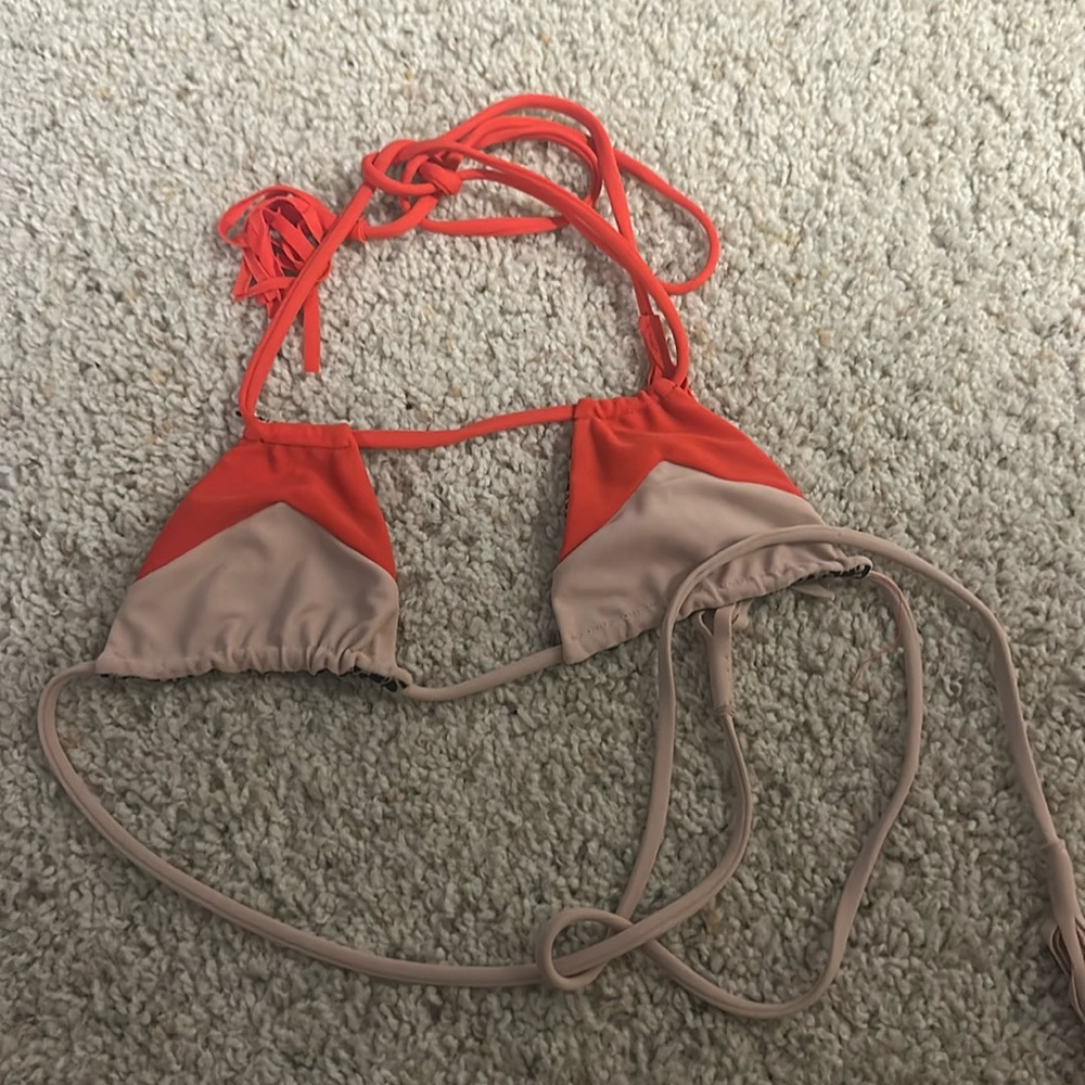Acacia Swimwear Red Tassel Bikini Top Only